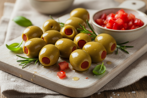 green olives stuffed with tomatoes