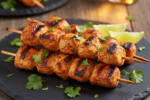 peri peri chicken skewers cooked 